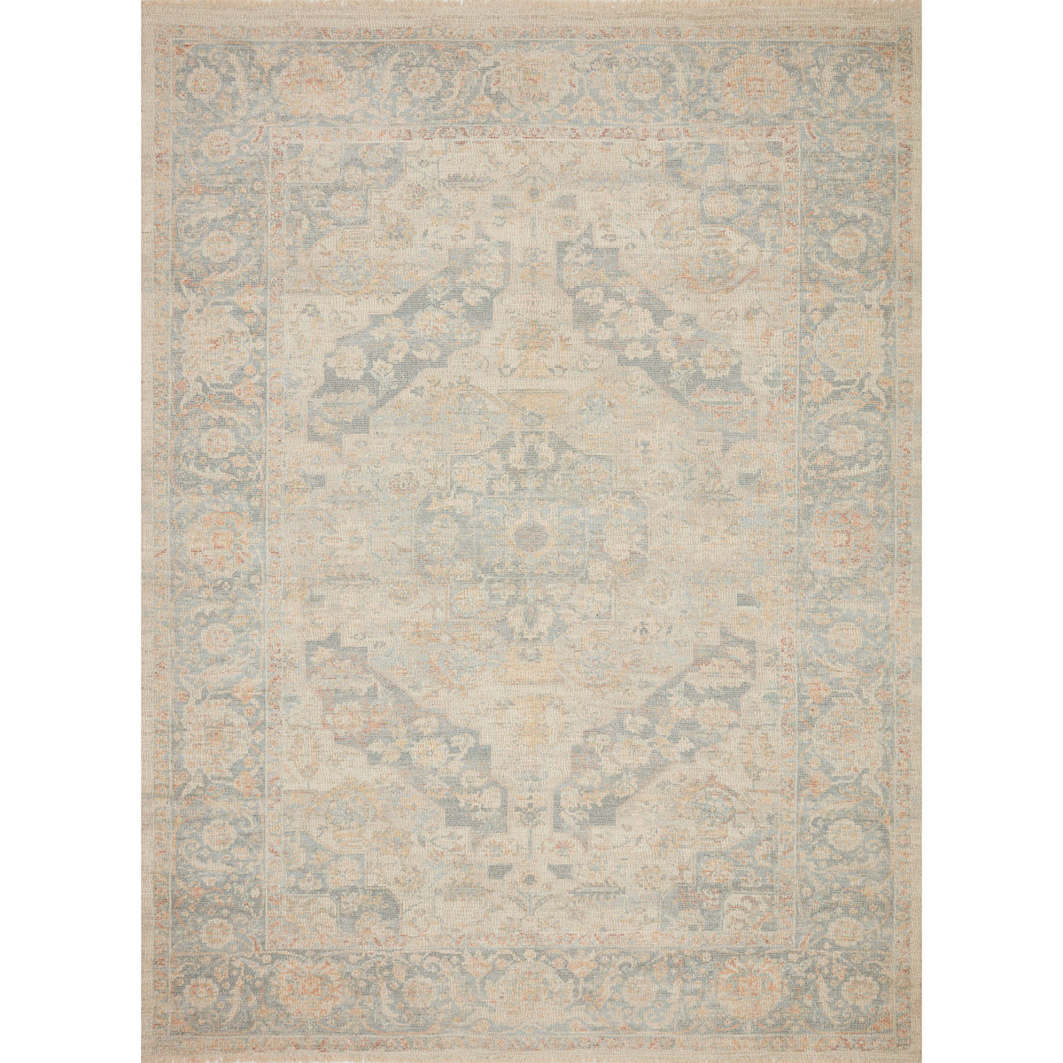 Priya Bone / Bluestone Rug
