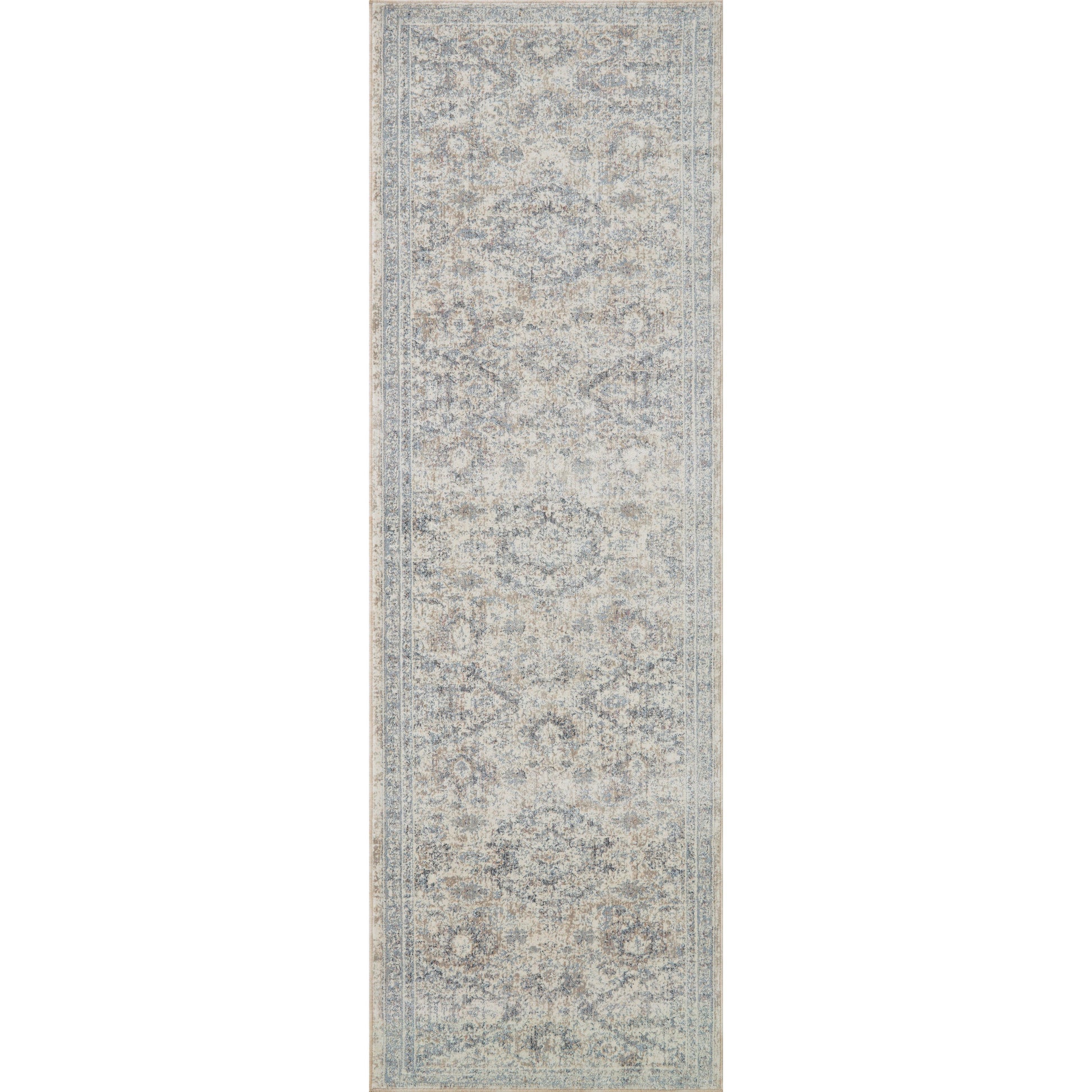 Stain-resistant, fade-resistant, and long-lasting, the Zuma Collection for Amber Lewis x Loloi features a soft pile in a serene grey, blue and ivory palette. Zuma also carries the Okeo-Tex® label, ensuring the rug's materials do not contain harmful substances. Power Loomed 100% Polyester Pile ZUM-06 AL Pebble / Stone
