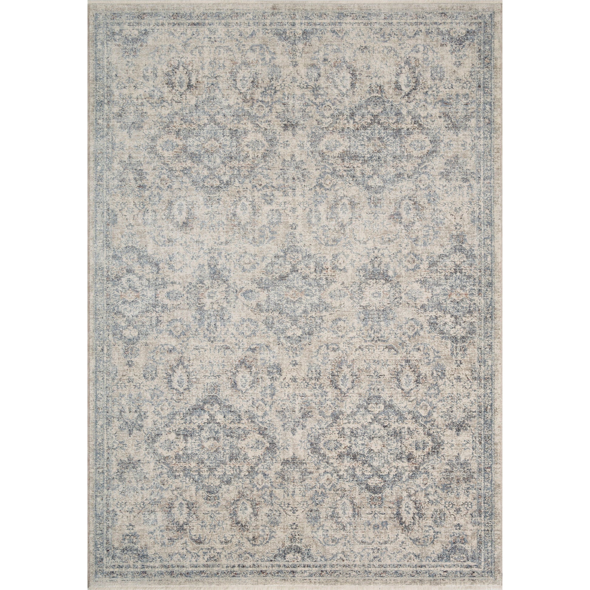 Stain-resistant, fade-resistant, and long-lasting, the Zuma Collection for Amber Lewis x Loloi features a soft pile in a serene grey, blue and ivory palette. Zuma also carries the Okeo-Tex® label, ensuring the rug's materials do not contain harmful substances. Power Loomed 100% Polyester Pile ZUM-06 AL Pebble / Stone
