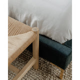 This Hawthorn Small Bench - Natural features a woven natural fiber that adds texture and an artisanal touch to any space. Versatile and natural, this is the perfect accent for the living room, the entrance hall, or at the end of your bed.  Dimensions: 48"W x 17"D x 18"H Seat Height: 18"  Materials:  Solid Elm Frame Woven Natural-Fiber Rope Seat