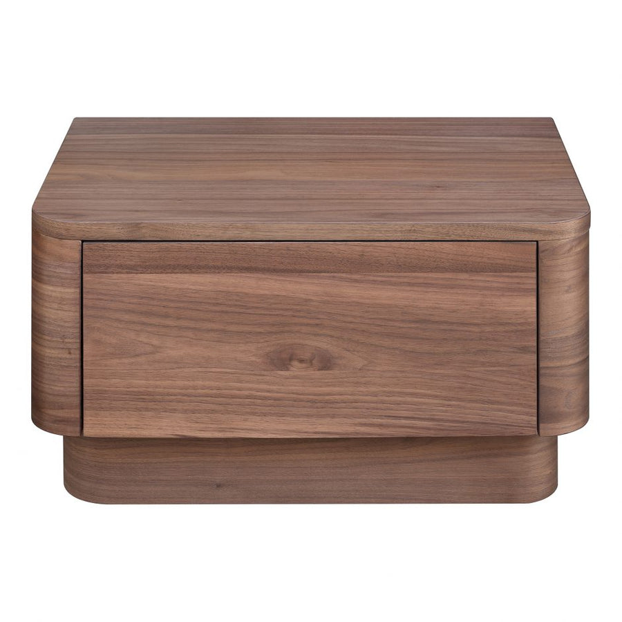 Round Off Walnut Brown Small Nightstand