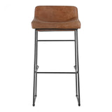 Upgrade your kitchen or dining room with this sleek, cocktail-ready Starlet Counter + Bar Stool - Open Road Brown Leather that showcases poise and comfort. This adds a cool sophistication to your space with its slim iron frame and luxe leather upholstery. 