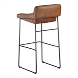 Upgrade your kitchen or dining room with this sleek, cocktail-ready Starlet Counter + Bar Stool - Open Road Brown Leather that showcases poise and comfort. This adds a cool sophistication to your space with its slim iron frame and luxe leather upholstery. 