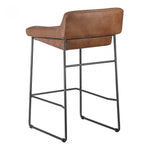 Upgrade your kitchen or dining room with this sleek, cocktail-ready Starlet Counter + Bar Stool - Open Road Brown Leather that showcases poise and comfort. This adds a cool sophistication to your space with its slim iron frame and luxe leather upholstery. 