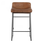 Upgrade your kitchen or dining room with this sleek, cocktail-ready Starlet Counter + Bar Stool - Open Road Brown Leather that showcases poise and comfort. This adds a cool sophistication to your space with its slim iron frame and luxe leather upholstery. 