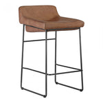 Upgrade your kitchen or dining room with this sleek, cocktail-ready Starlet Counter + Bar Stool - Open Road Brown Leather that showcases poise and comfort. This adds a cool sophistication to your space with its slim iron frame and luxe leather upholstery. 