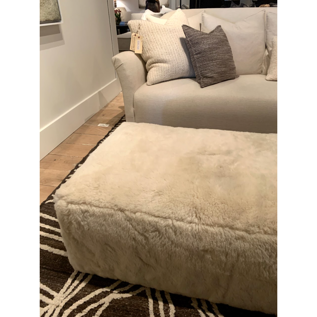 Adrian Ottoman in Milma - 20004 Natural Fabric. 