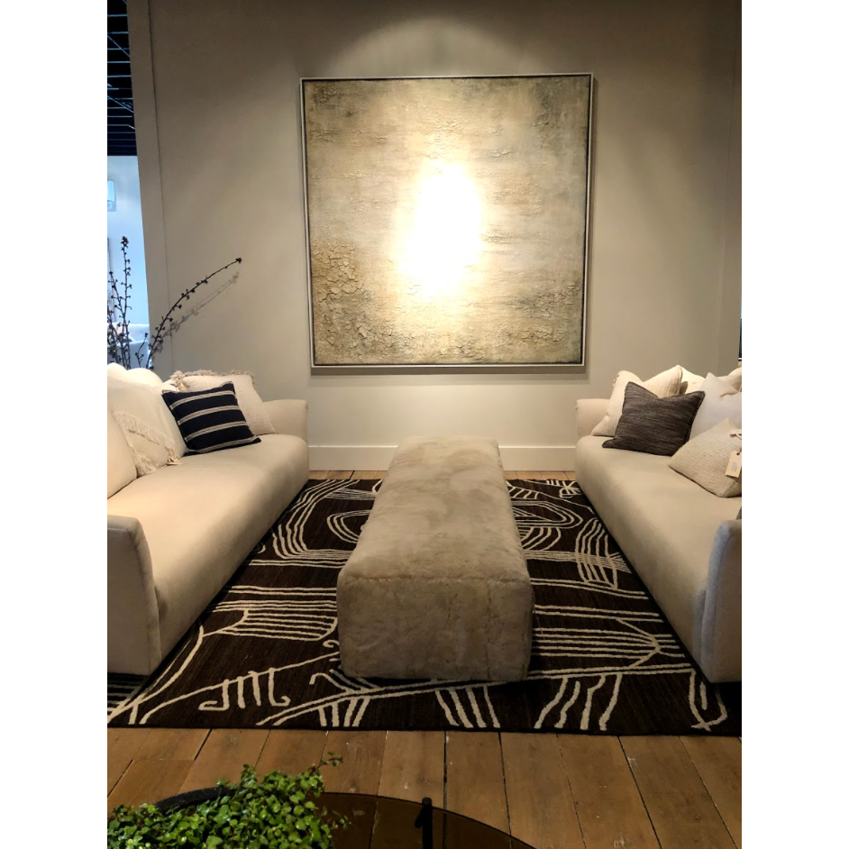 Adrian Ottoman in Milma - 20004 Natural Fabric. 