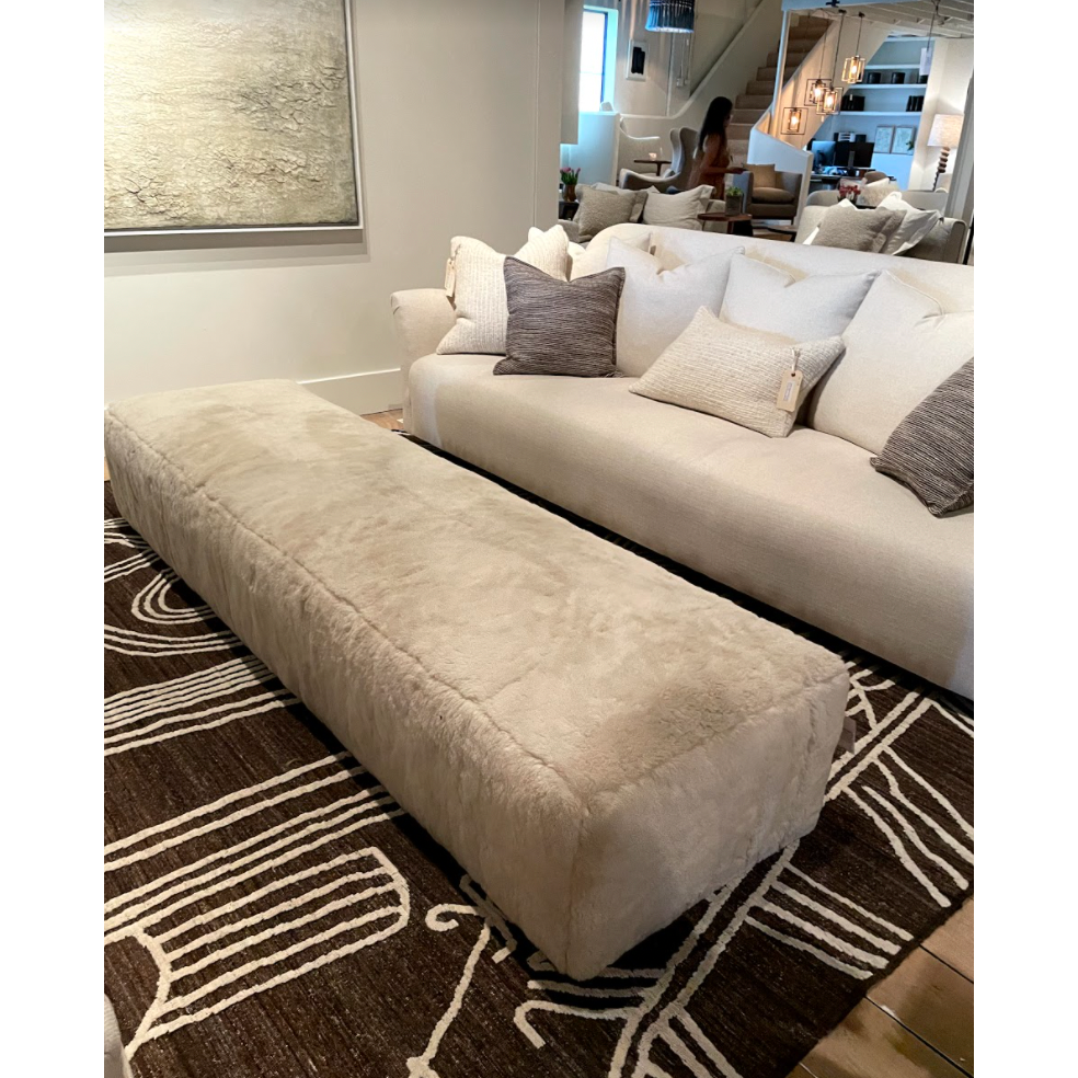 Adrian Ottoman in Milma - 20004 Natural Fabric. 
