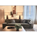 The ultimate low, cozy sofa. We would put this Esme Sofa Family from Verellen in the family room, living room or movie theater. The juxtaposition of a juicy, miniature-spring filled down-wrapped cushion and firm back is ultra-comfortable. Amethyst Home provides interior design, new home construction design consulting, vintage area rugs, and lighting in the Seattle metro area.