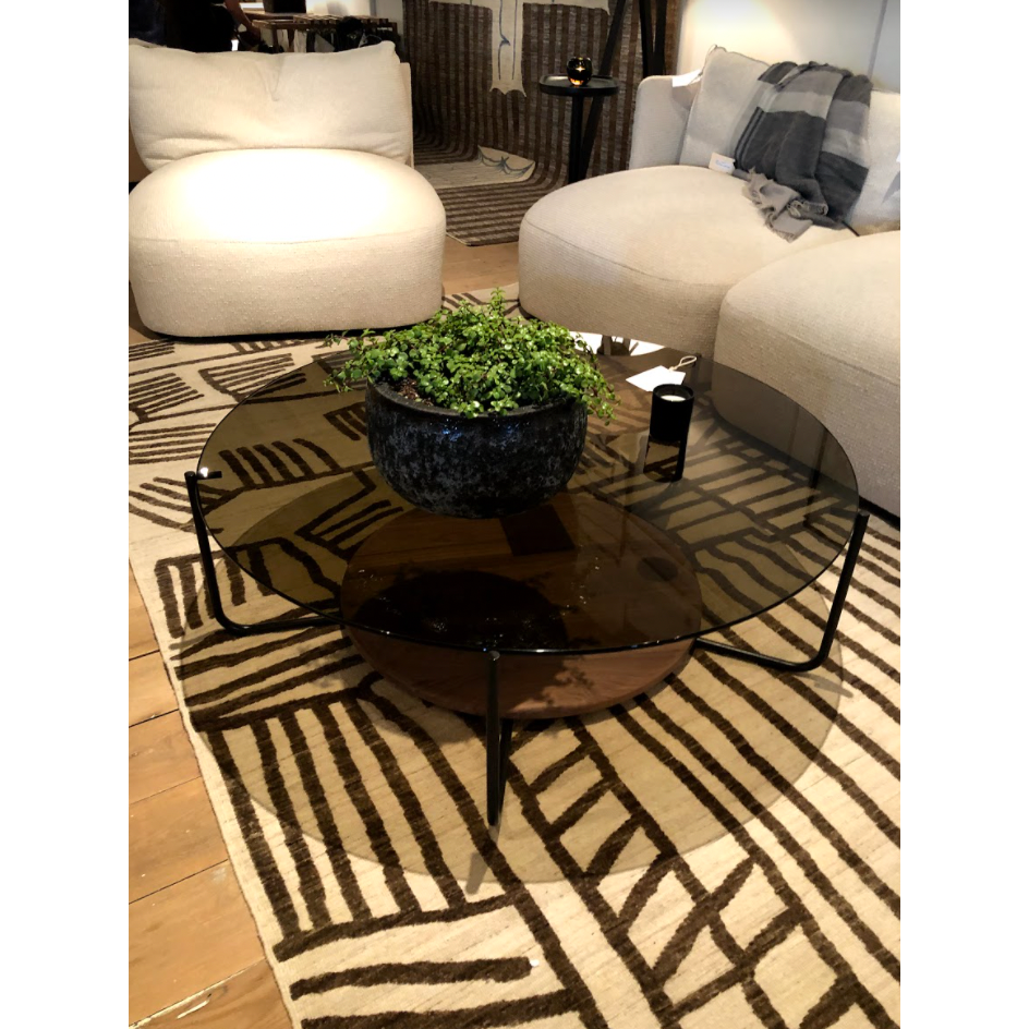 We love the thin arms and bottom shelf of this Sonar Coffee Table by Verellen. The Sonar Coffee Table is bench-crafted with sustainably harvested hardwood in their North Carolina atelier. Amethyst Home provides interior design, new home construction design consulting, vintage area rugs, and lighting in the Los Angeles metro area.