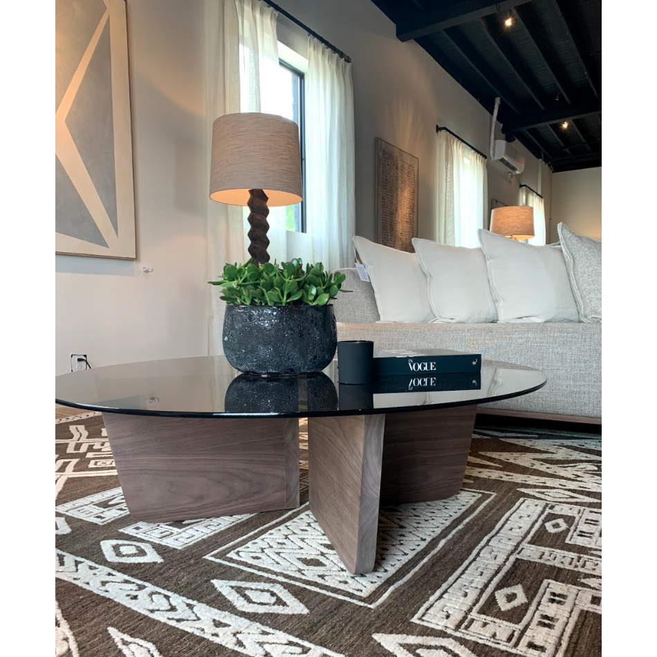 Valencia Coffee Table in in Dead Flat Walnut. 