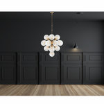Featuring Cristol Large Chandelier by Visual Comfort at Amethyst Home. We love the white strie glass globes on this Cristol Large Chandelier by Visual Comfort. It brings a stunning and unique look to any living room, dining room, or kitchen.
Overall Dimensions: 33.25" L x 33.25" W x 62" HWeight: 70 lbs..  Amethyst Home provides interior design, new home construction design consulting, vintage area rugs, and lighting in the Monterey metro area.