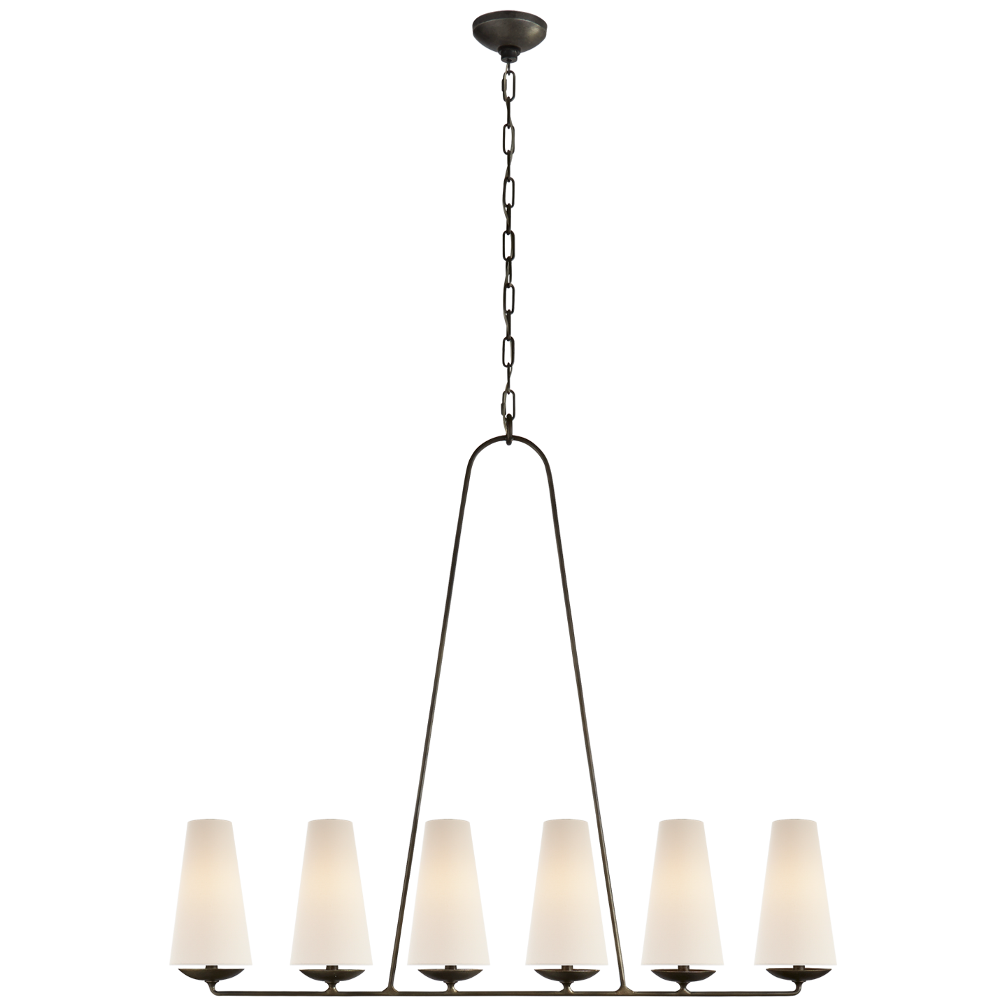 Featuring Fontaine Linear Chandelier by Visual Comfort at Amethyst Home. We love the textured look of this Fontaine Linear Chandelier. Hang over your dining room table or island to elevate the space!
Overall Dimensions: 45.25" L x 45.25" W x 39" HWeight: 11 lbs..  Amethyst Home provides interior design, new home construction design consulting, vintage area rugs, and lighting in the San Diego metro area.